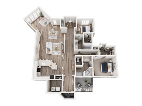 Floor plan for 2 beds, 2 baths, 1843 sqft